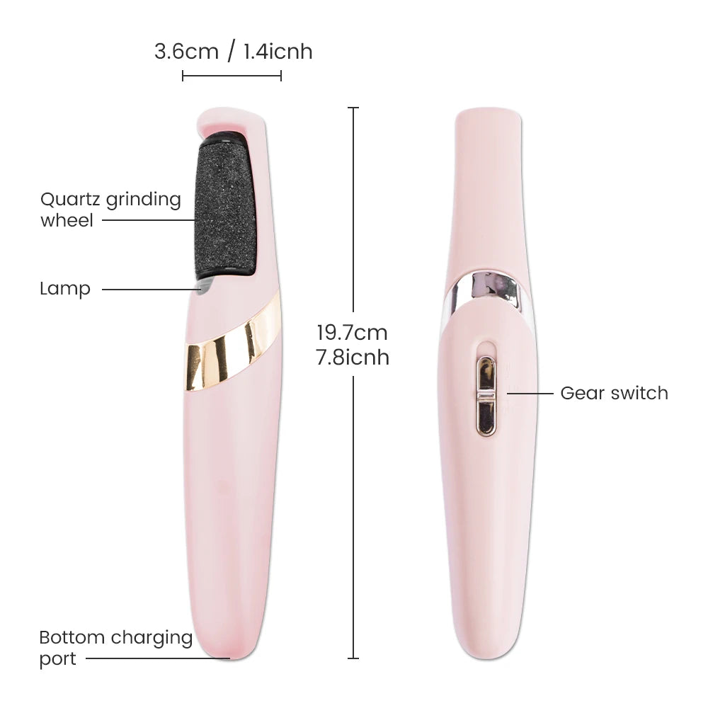 Electric Foot File Foot Grinder Dead Skin Dry Callus Remover Rechargeable Roller Feet Pedicure Tool with Removable Roller Head