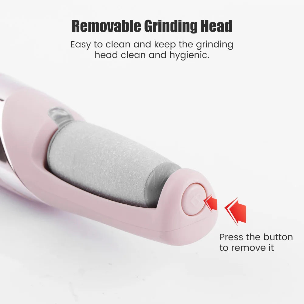 Electric Foot File Foot Grinder Dead Skin Dry Callus Remover Rechargeable Roller Feet Pedicure Tool with Removable Roller Head