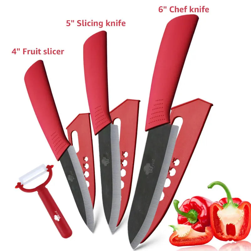 Ceramic Knife Kitchen Knives Set 3 4 5 6inch Chef Knife Utility Slicing Cutter Fruit Vegetable Baby Food Paring Anti-slip Handle