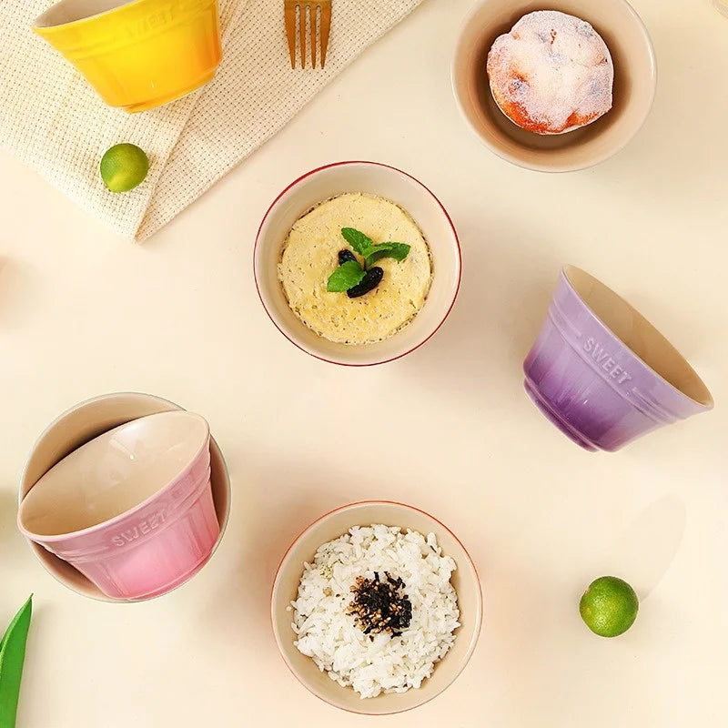 300ML 4.5 Inches Dishes Fruit Bowl Tableware Ramen Bowls for Food Kitchen Salad Cute Dining Bar Home Garden 8 Colors
