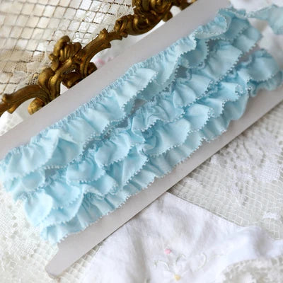 1 Meter 1.8cm wide White pink Cotton Embroidered Ruffled Lace Trim Children's Clothes Cloth Art Skirt Decoration Materials