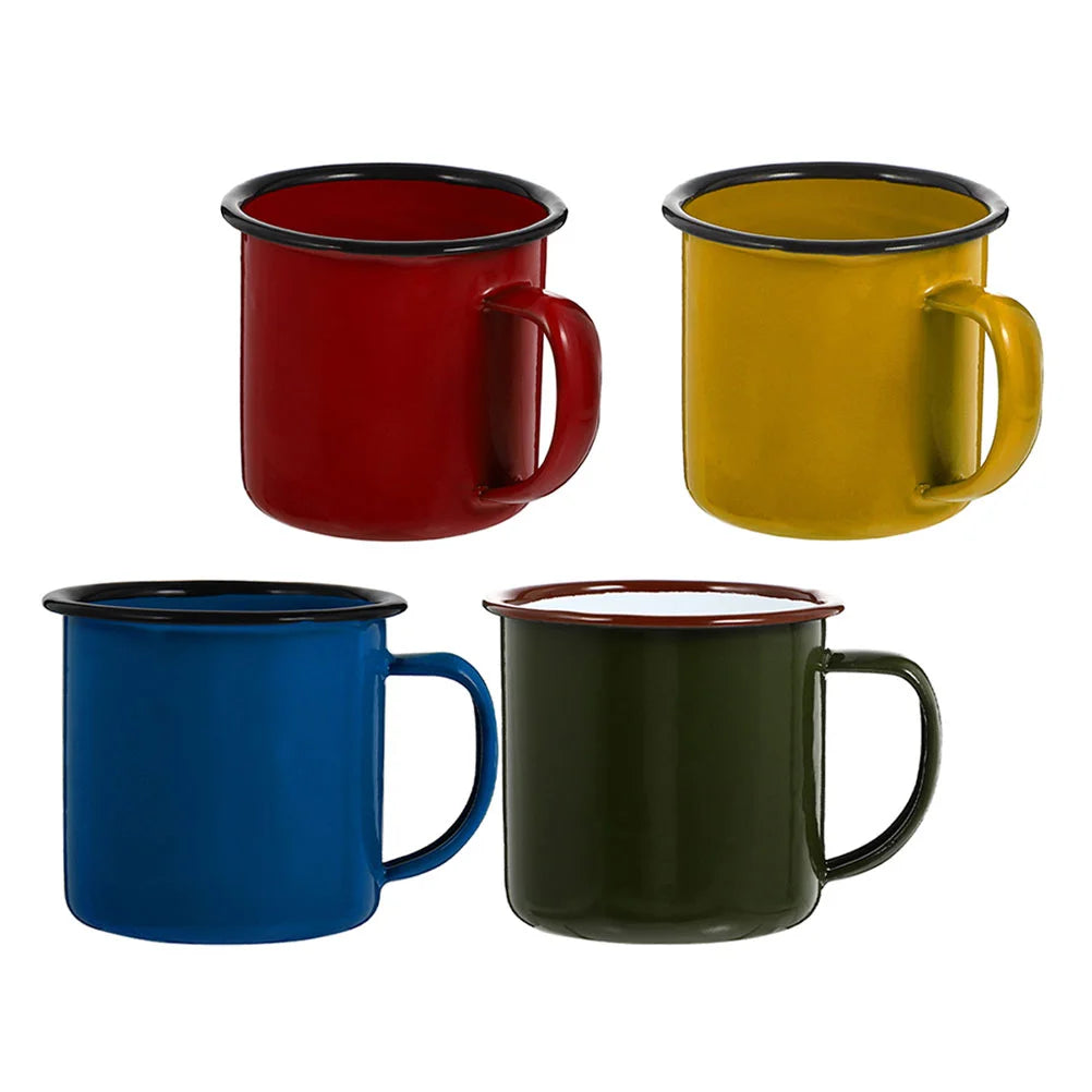 4 Pcs Thickened Enamel Mug Retro Coffee Cup Kitchen