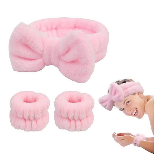 Face Wash Headband 3 Pack Head and Wrist Bands for Washing Face Spa Headband Soft Makeup Headband Skincare Headbands