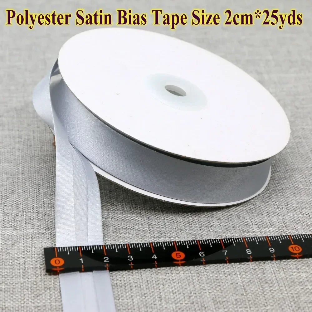 Polyester Satin Bias Binding Tape,bias Binding Size:20mm,3/4" *25yds,fold Tape for DIY Sewing Garment Accessories