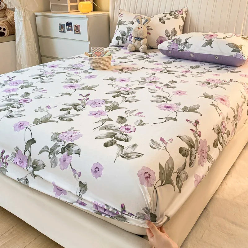 Fitted Sheet 100% cotton for single/couple bed, breathable and soft non-slip, customizable, 1 part, 16 sizes