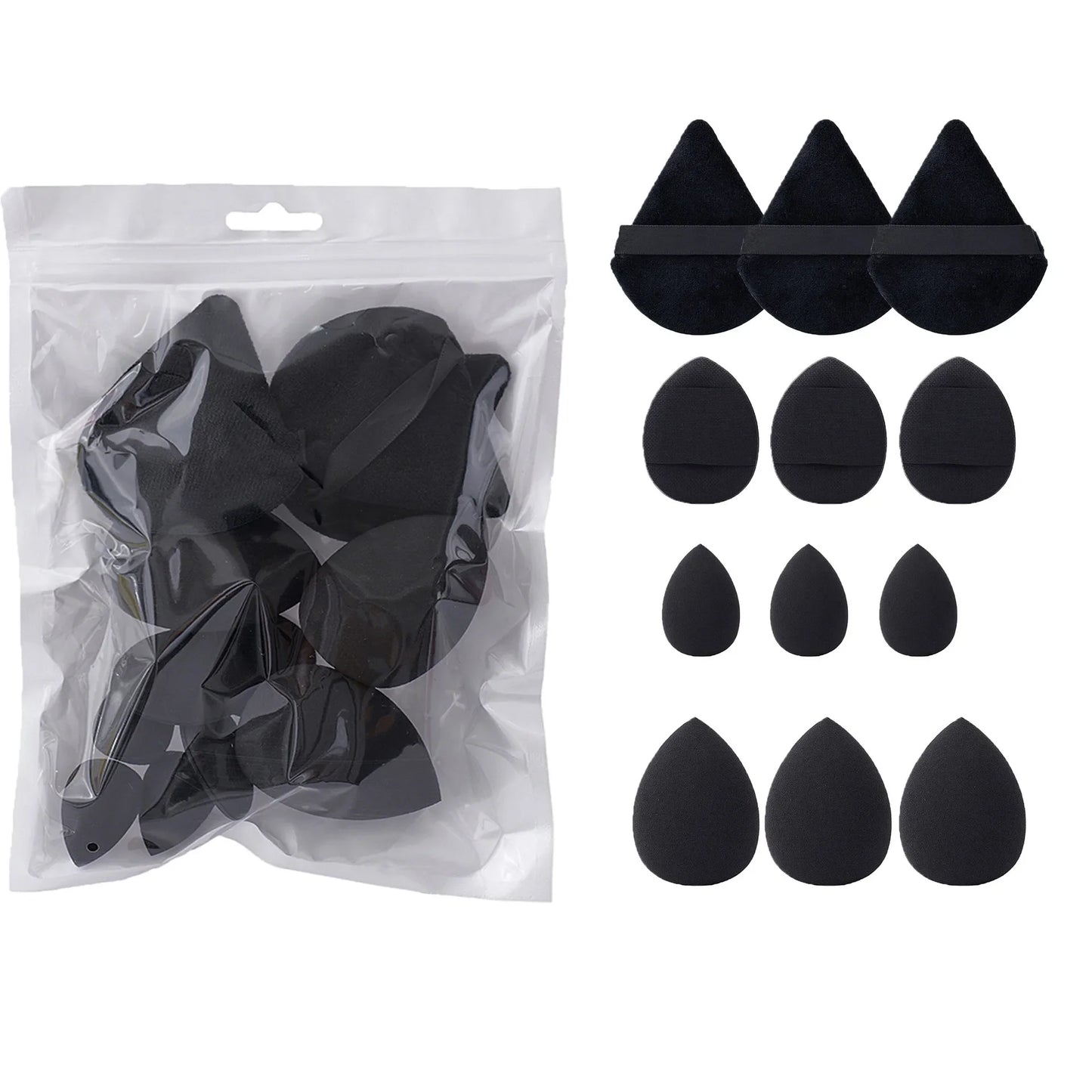 4Types 12PCS Cosmetic Puff Triangle Egg Finger Powder Puff Dry Wet Dual Use Soft Sponge Blending Beauty Tools Makeup Accessories