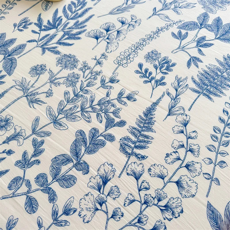 1pc Floral Fitted Bed Sheet Flower Printed Washed Cotton Bed Sheet with Elastic Single/Queen/King Size Bed Fitted Sheets