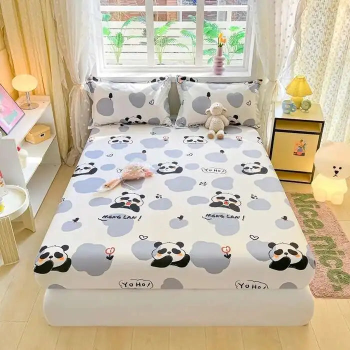 100% Cotton Floral Fitted Sheet Set - Includes Pillowcase, Single/Queen/King Size Mattress Covers(Breathable)
