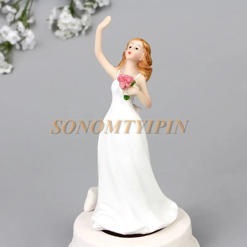 Hooked on Love Fishing Groom Catching Bride Funny Wedding Cake Topper Decor