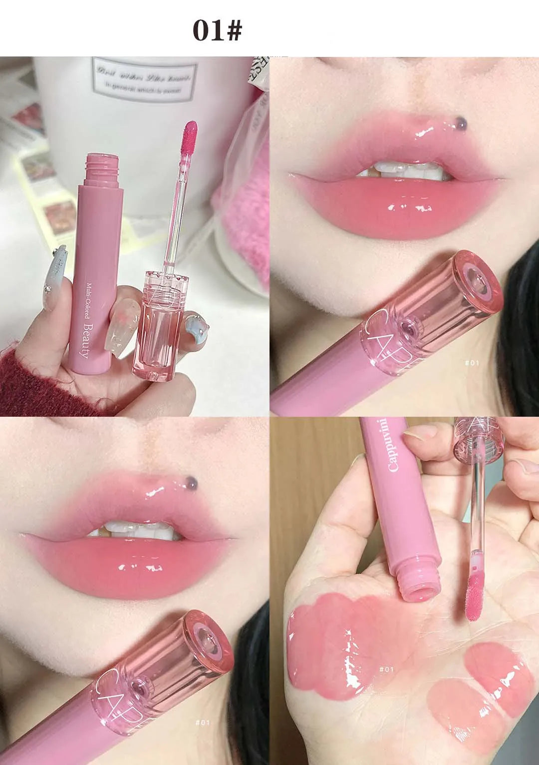 Soft Candy Jelly Mirror Lip Glaze Water Gloss Juice Lip Gloss Long Lasting Moisturizer Water Light Lipstick Waterproof Cosmetics