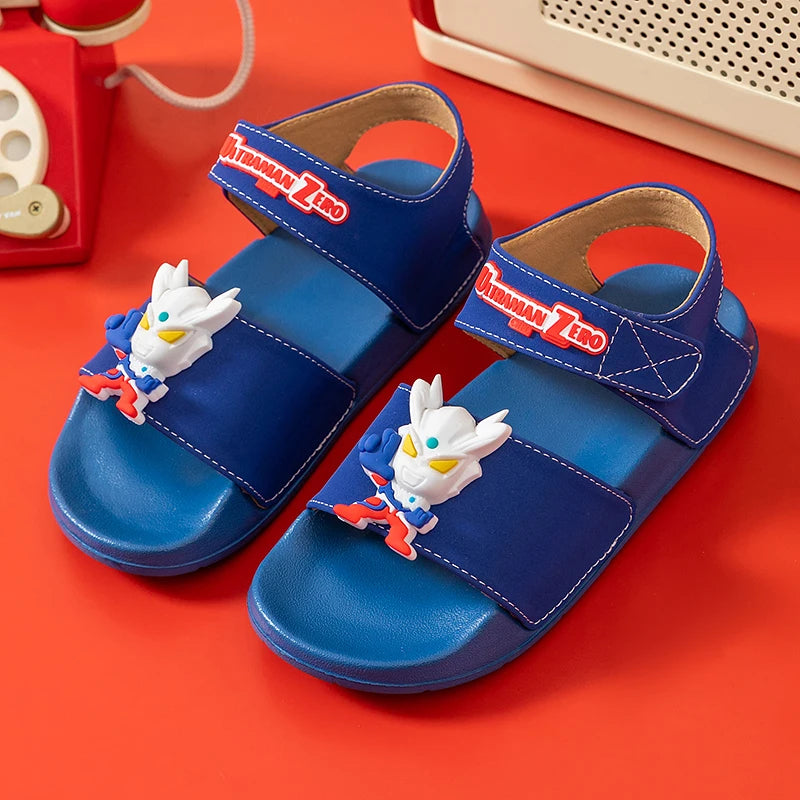 Ultraman children's sandals, new summer baby beach shoes, outdoor non-slip soft soled sandals for boys