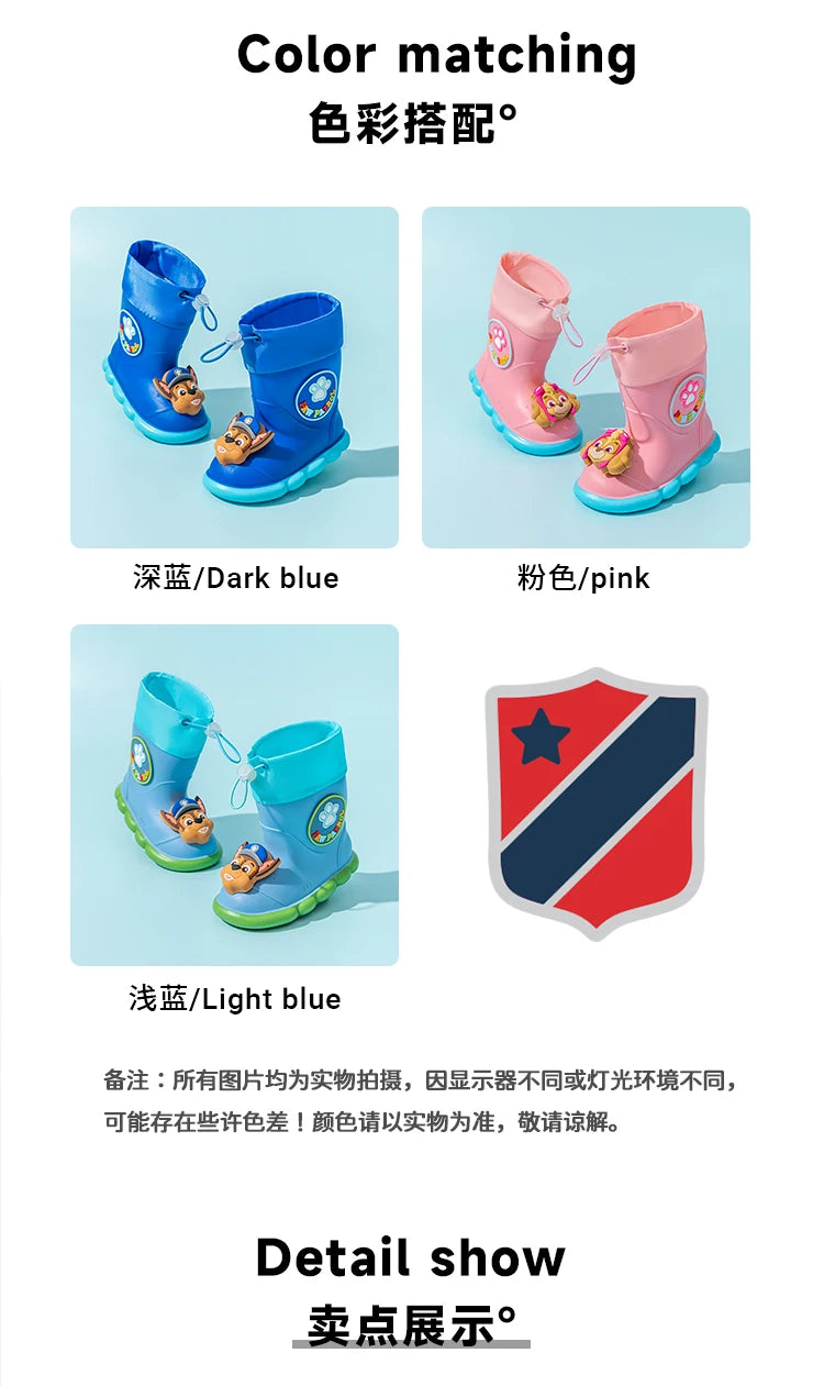 PAW Patrol Children Rain Boots Baby Boys Girl EVA Non-slip Outdoor Cartoon Dogs RainFashion Toddler Kids Outdoor Waterproo boots
