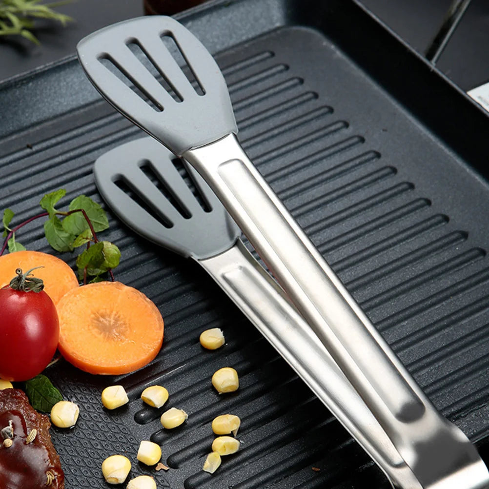 Food Tongs Kitchen Clips Stainless Steel Silicone Heat Resistant Cooking Tools