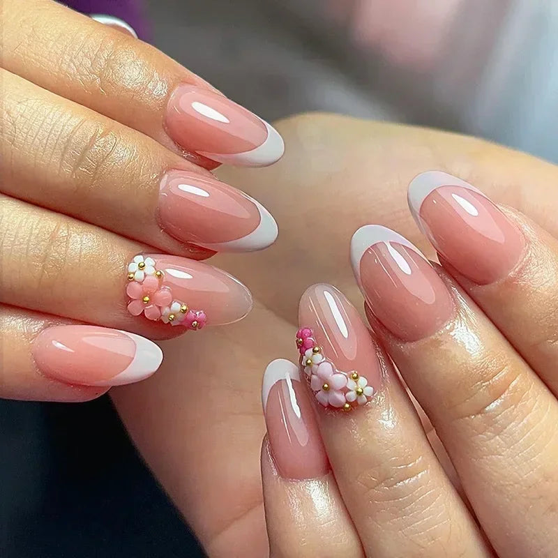 24 Pcs Matte Almond False Nails Set-45