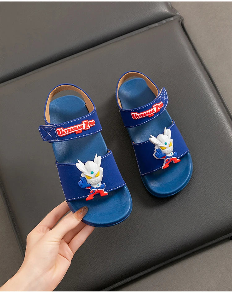 Ultraman children's sandals, new summer baby beach shoes, outdoor non-slip soft soled sandals for boys