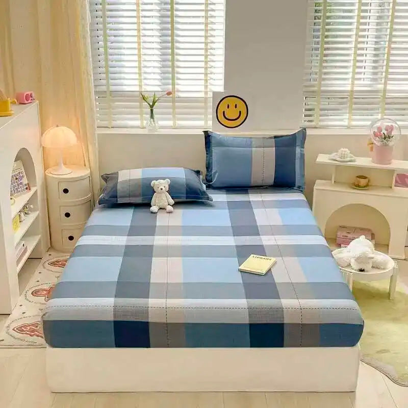 100% Cotton Floral Fitted Sheet Set - Includes Pillowcase, Single/Queen/King Size Mattress Covers(Breathable)