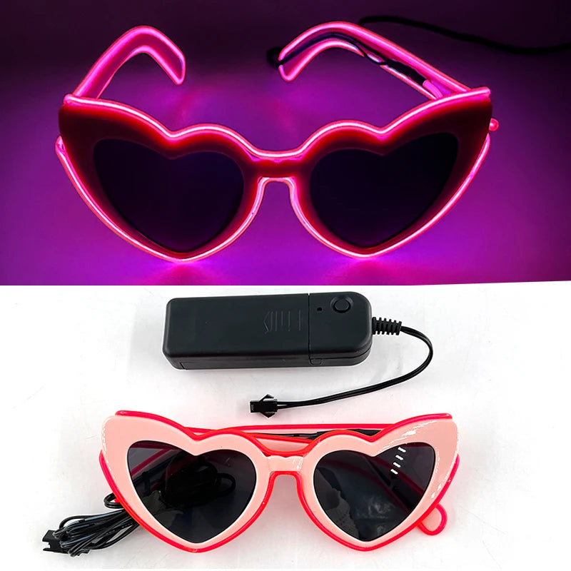 LED Just Married Glasses Wedding Bride To Be Surprise Gift Couple Glasses Souvenirs Glowing Heart Glasses Married Sunglasses