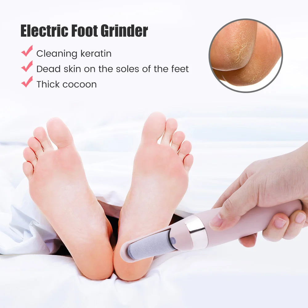 Electric Foot File Foot Grinder Dead Skin Dry Callus Remover Rechargeable Roller Feet Pedicure Tool with Removable Roller Head