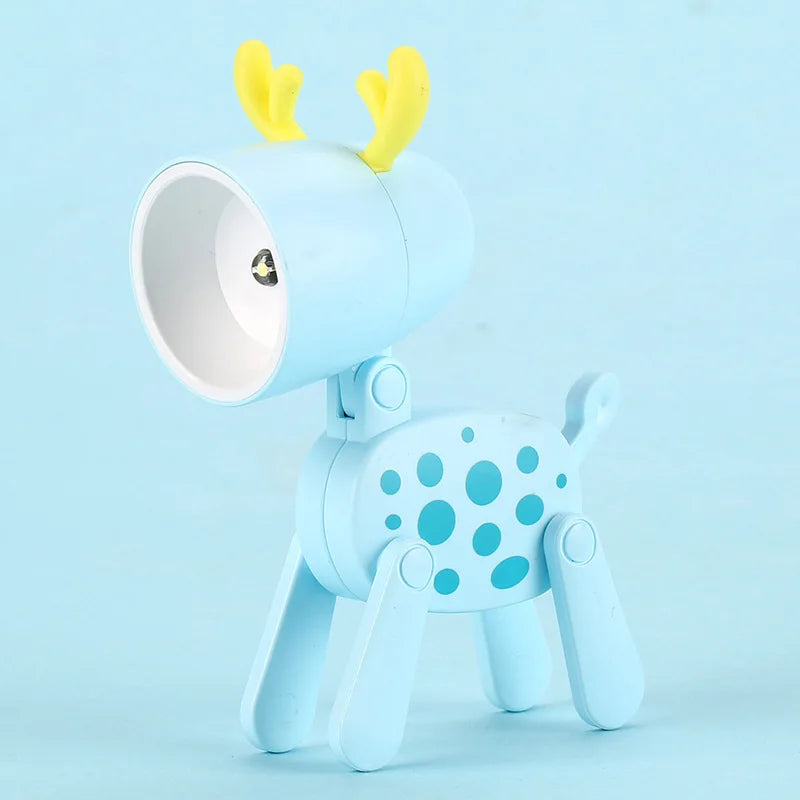 Mini LED Night Light Cute Cartoon Desk Lamp Puppy Deer Desktop Ornament Bedroom Table Lights Children Holiday Gifts