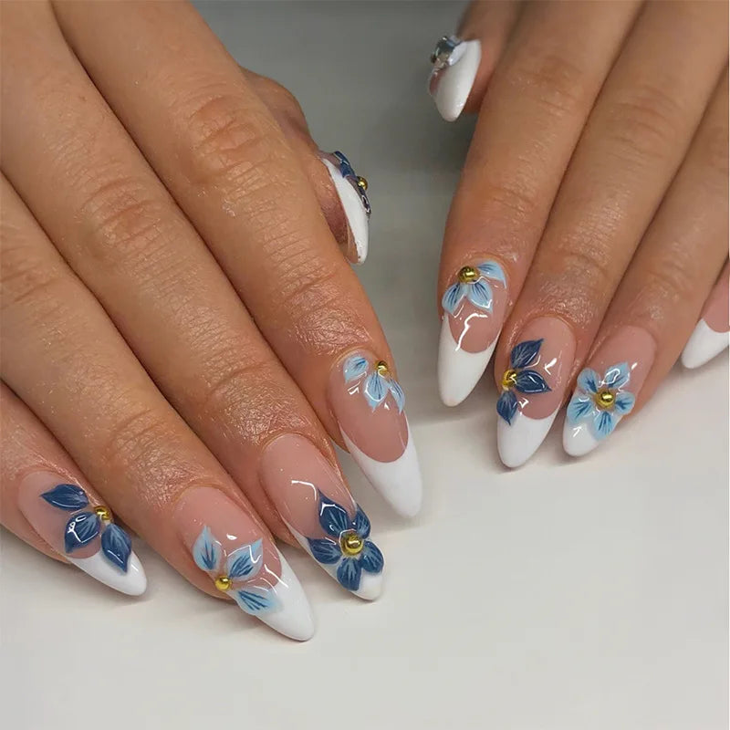 24 Pcs Matte Almond False Nails Set-37