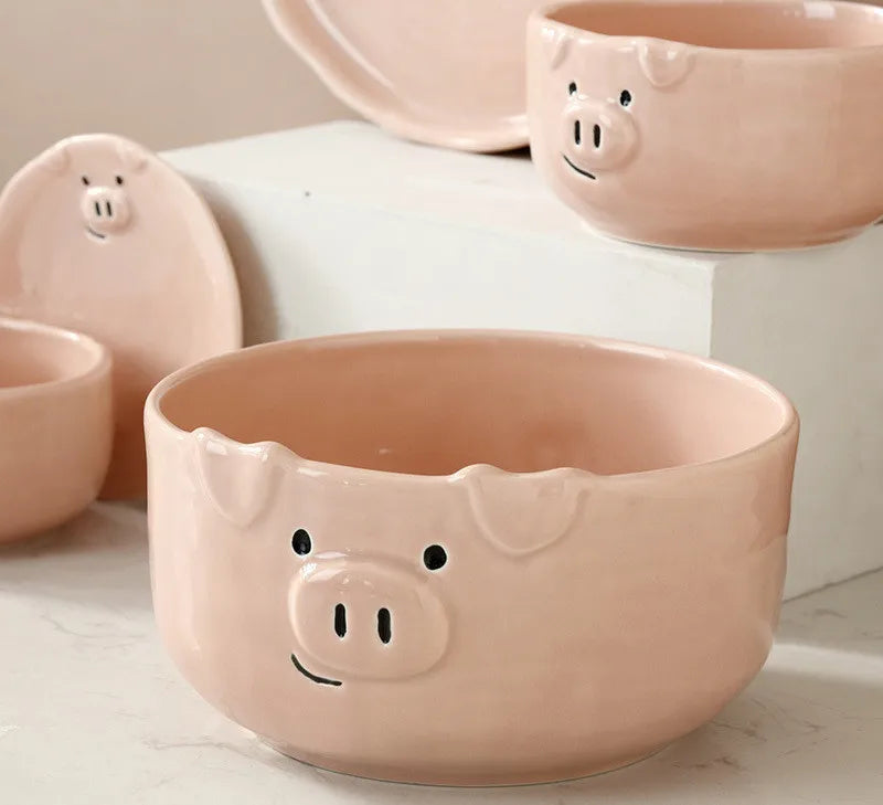 European Creative Cute Pink Pig Tableware Dishes Ceramic