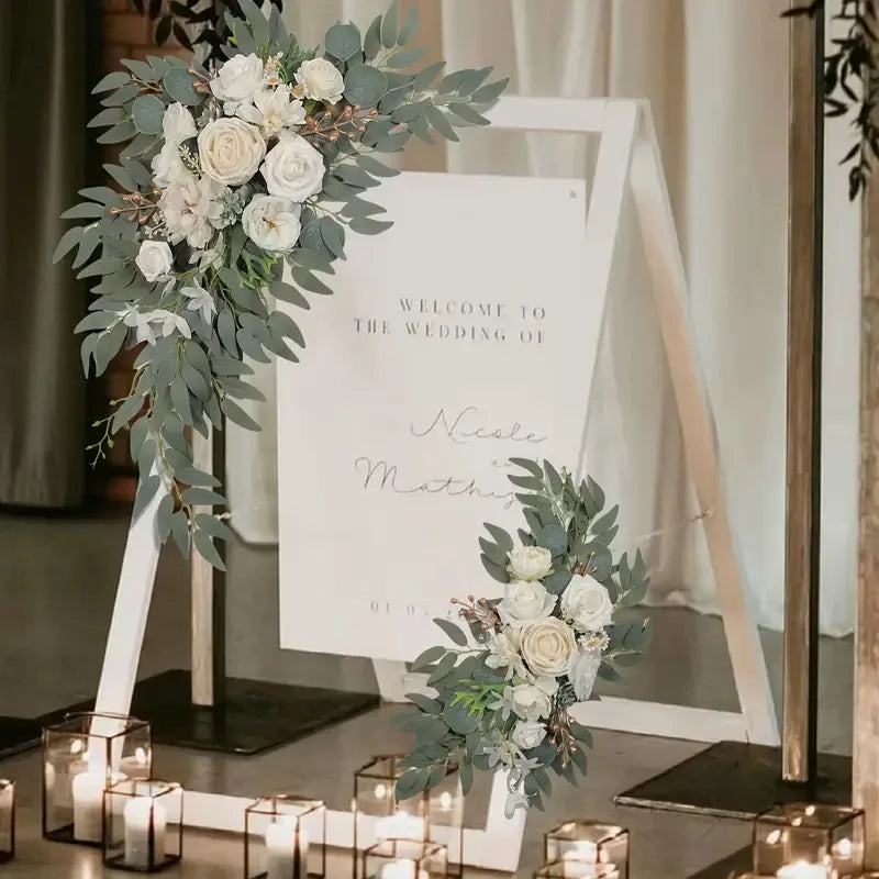 Artificial Flowers for Wedding Welcome Signs Floral Decoration Wedding Reception Ceremony Signs Wedding Arch Arrangement