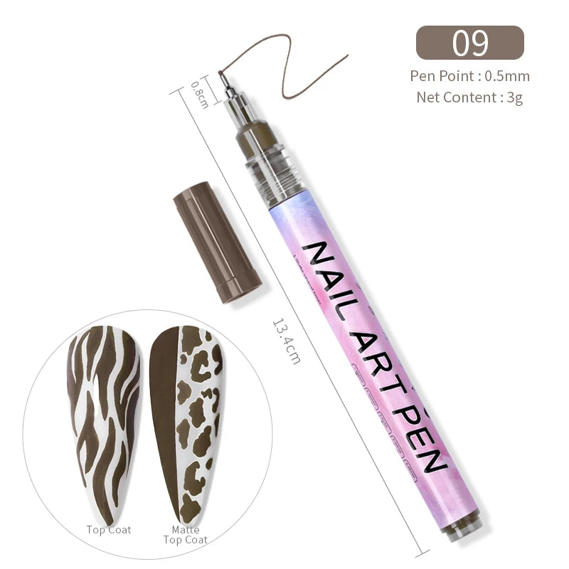 1Pc Nail Art Drawing Graffiti Pen Waterproof Painting Liner Brush DIY 3D Abstract Lines Fine Details Flower Nail Manicure Tools