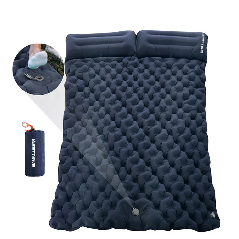 Inflatable  Sleeping Pad Air Mattress with Built-in Pillow Pump Navy Blue-1
