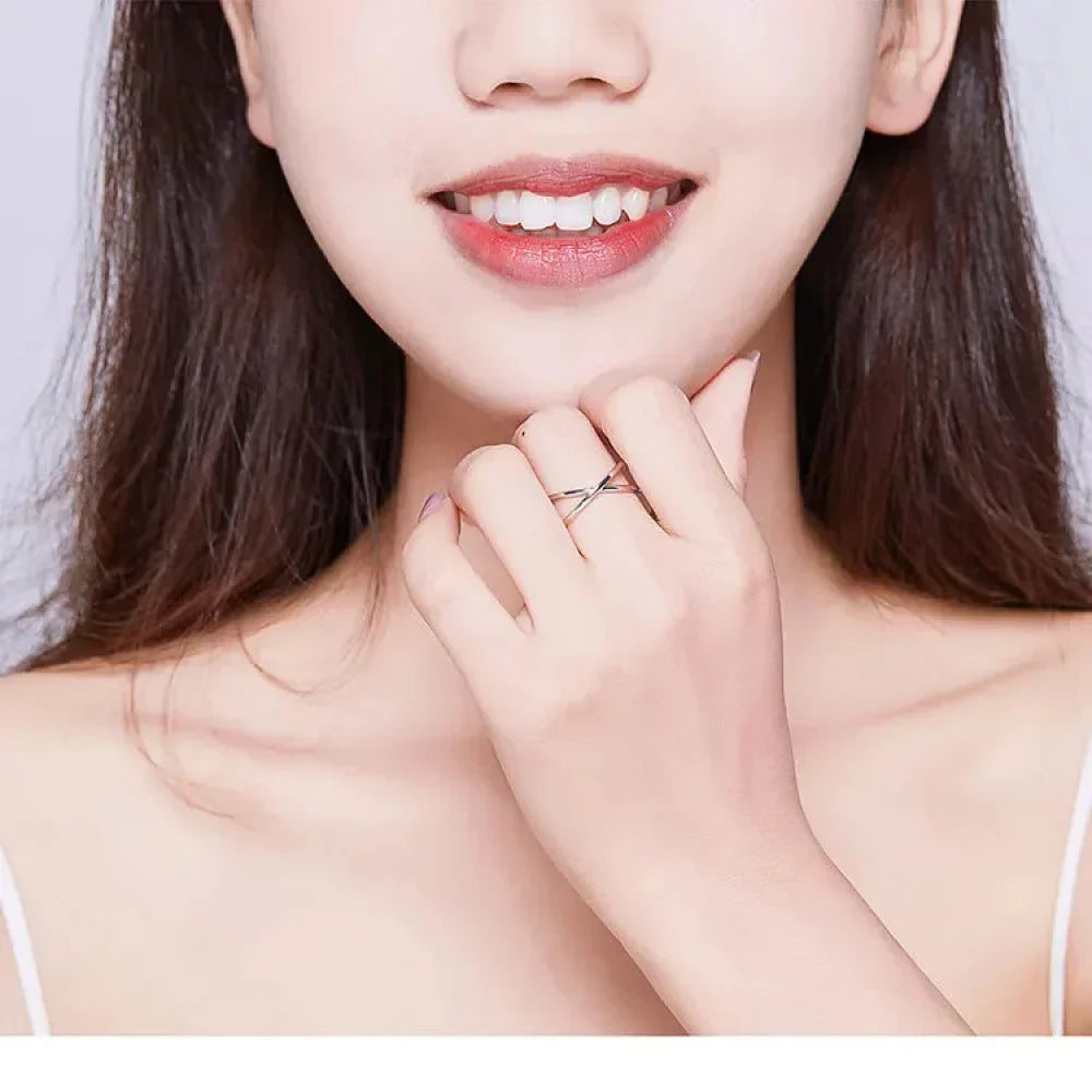 Breathtaking 14K Gold Plated X Ring - Elegant Minimalist 925 Sterling Silver Cross Ring For Women - Promise Jewelry Scr543