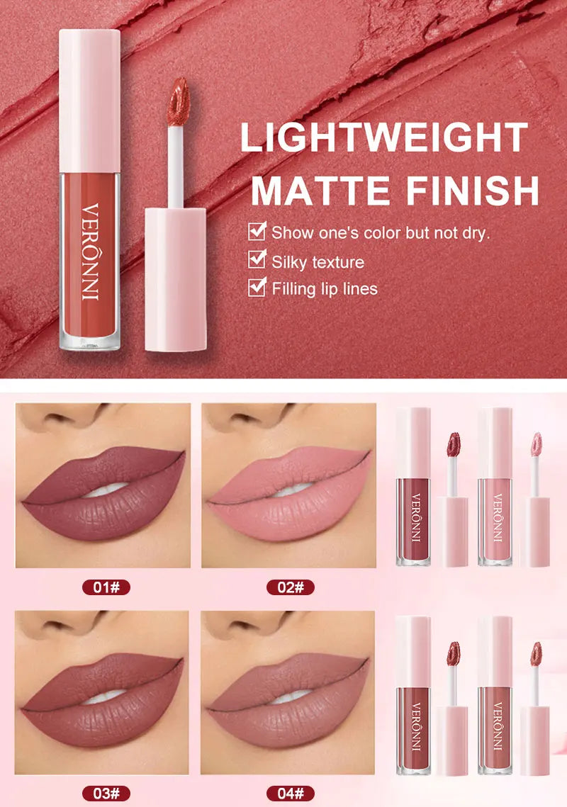 12 Colors Matte Liquid Lipstick 2.3ml Mini Size Vegan&Cruelty-Free Long Lasting Non-Drying Nude to Bold Shades Fade Proof Makup