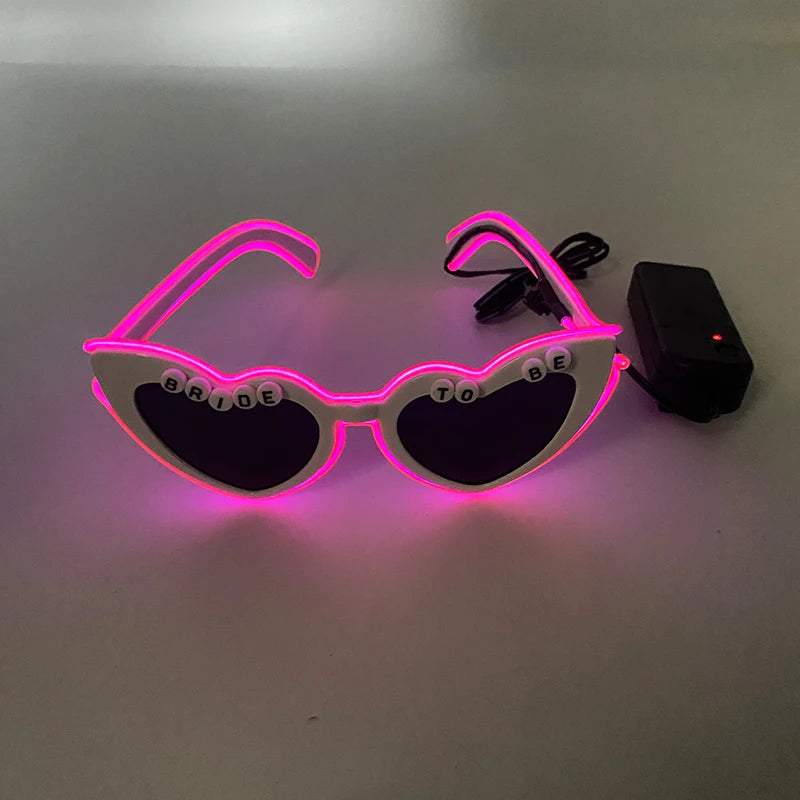 LED Just Married Glasses Wedding Bride To Be Surprise Gift Couple Glasses Souvenirs Glowing Heart Glasses Married Sunglasses