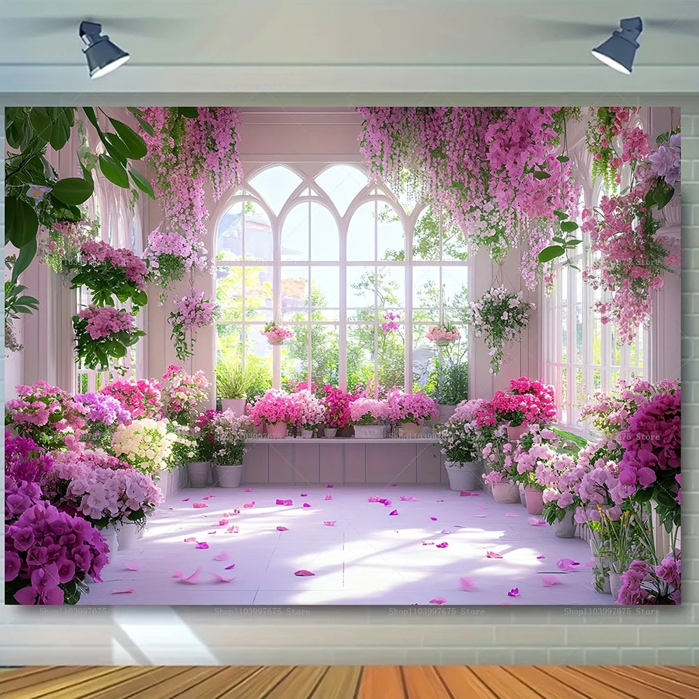 Wedding Flowers Curtain Backdrop Bridal Shower Engagement Ceremony Party Photography Background Wall Decor Photo Studio Props