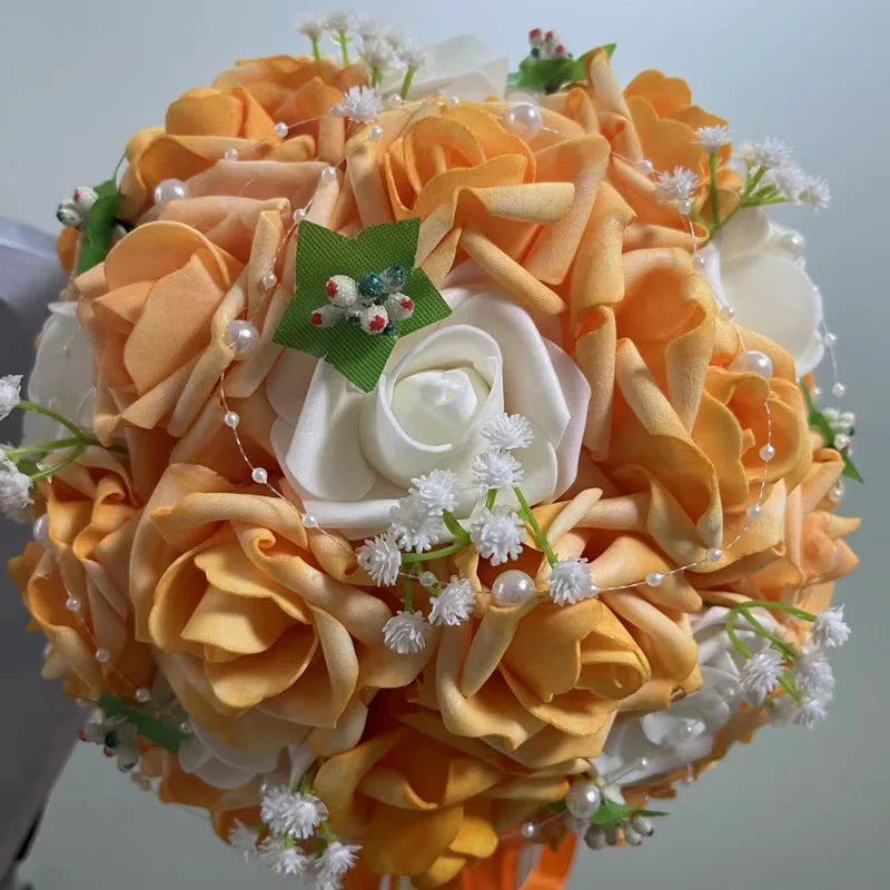 Perfectlifeoh Burgundy Wedding Bouquet Pink/Red/White/Royal Blue Bridal Bridesmaid  Artificial Flower Rose Bride