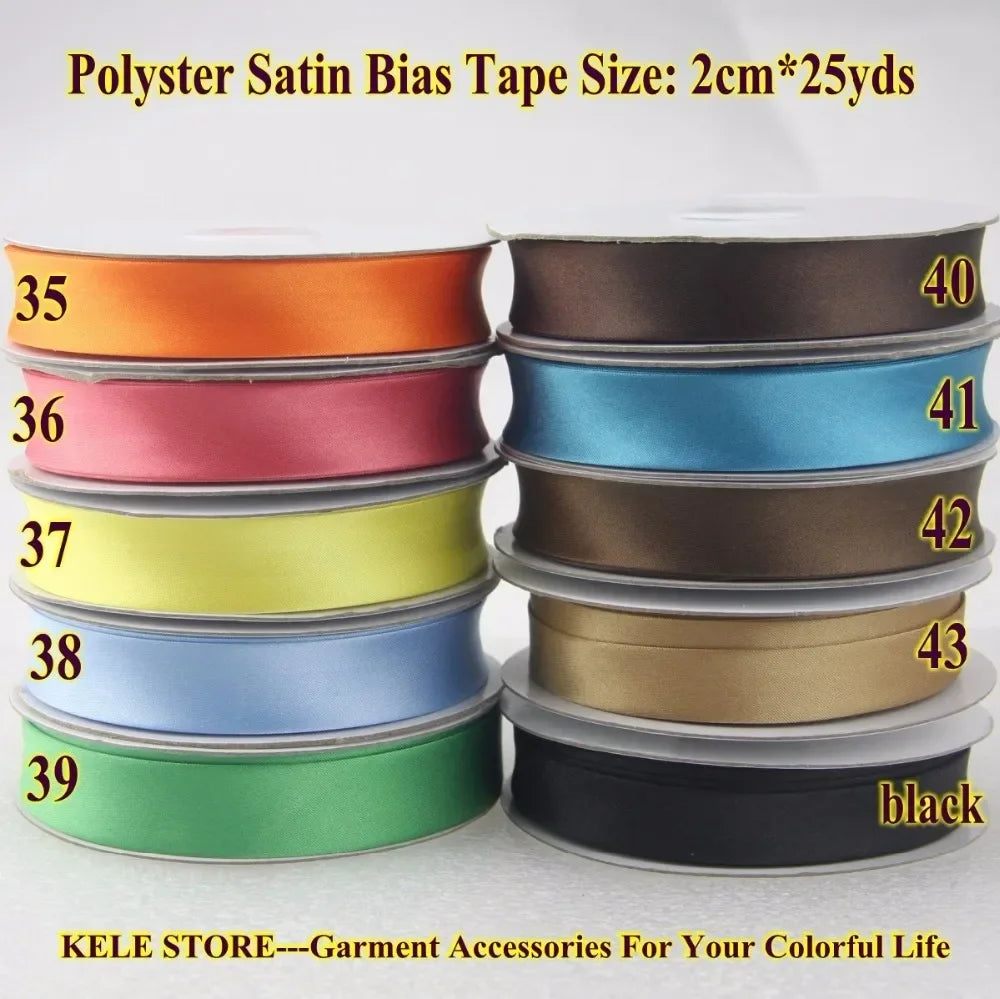 Polyester Satin Bias Binding Tape,bias Binding Size:20mm,3/4" *25yds,fold Tape for DIY Sewing Garment Accessories