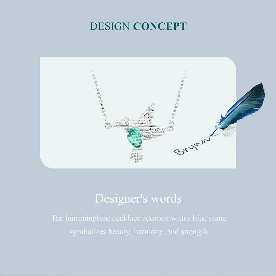Elegant Sterling Silver Hummingbird Pendant Necklace
