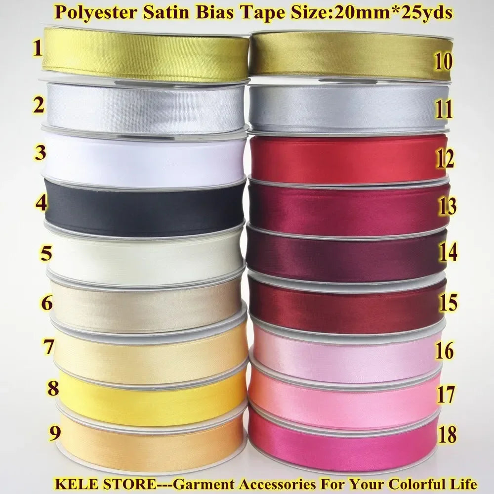 Polyester Satin Bias Binding Tape,bias Binding Size:20mm,3/4" *25yds,fold Tape for DIY Sewing Garment Accessories