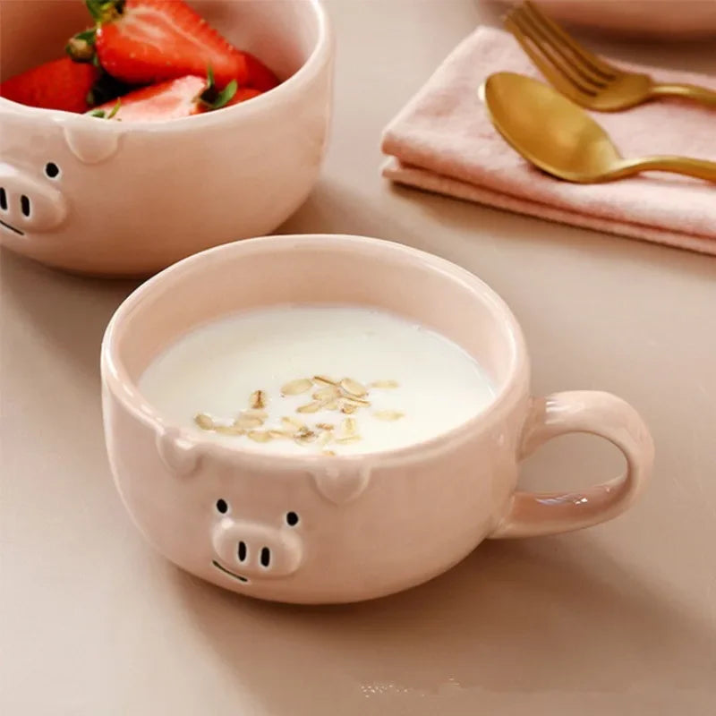 European Creative Cute Pink Pig Tableware Dishes Ceramic