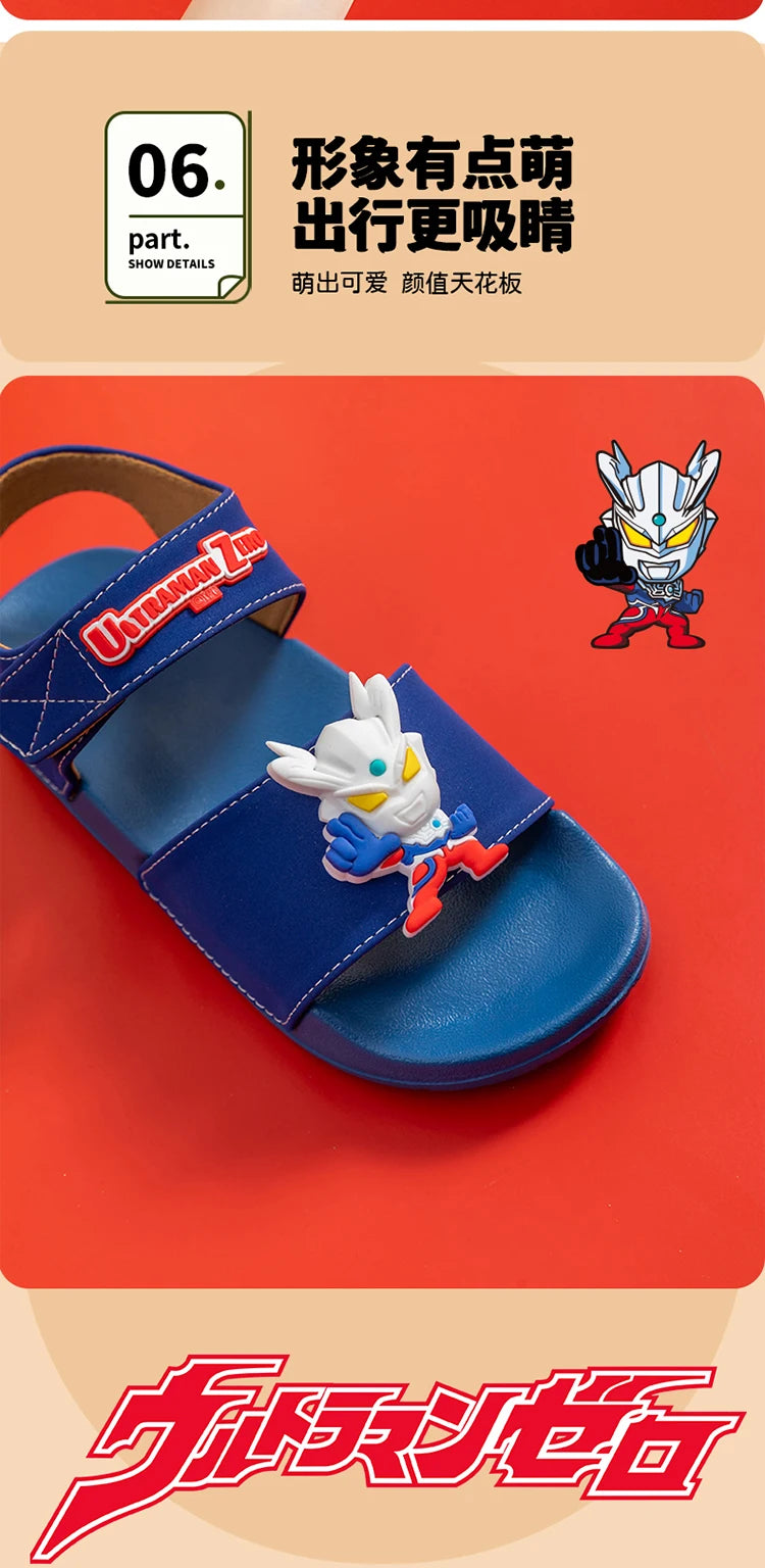 Ultraman children's sandals, new summer baby beach shoes, outdoor non-slip soft soled sandals for boys