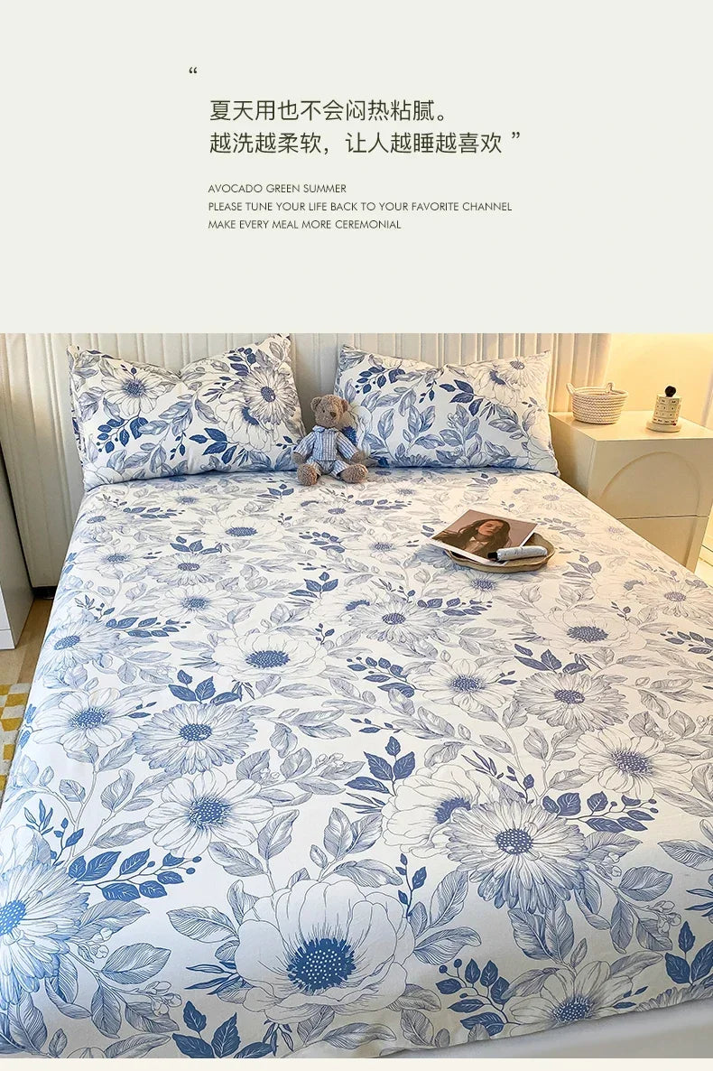 Fitted Sheet 100% cotton for single/couple bed, breathable and soft non-slip, customizable, 1 part, 16 sizes