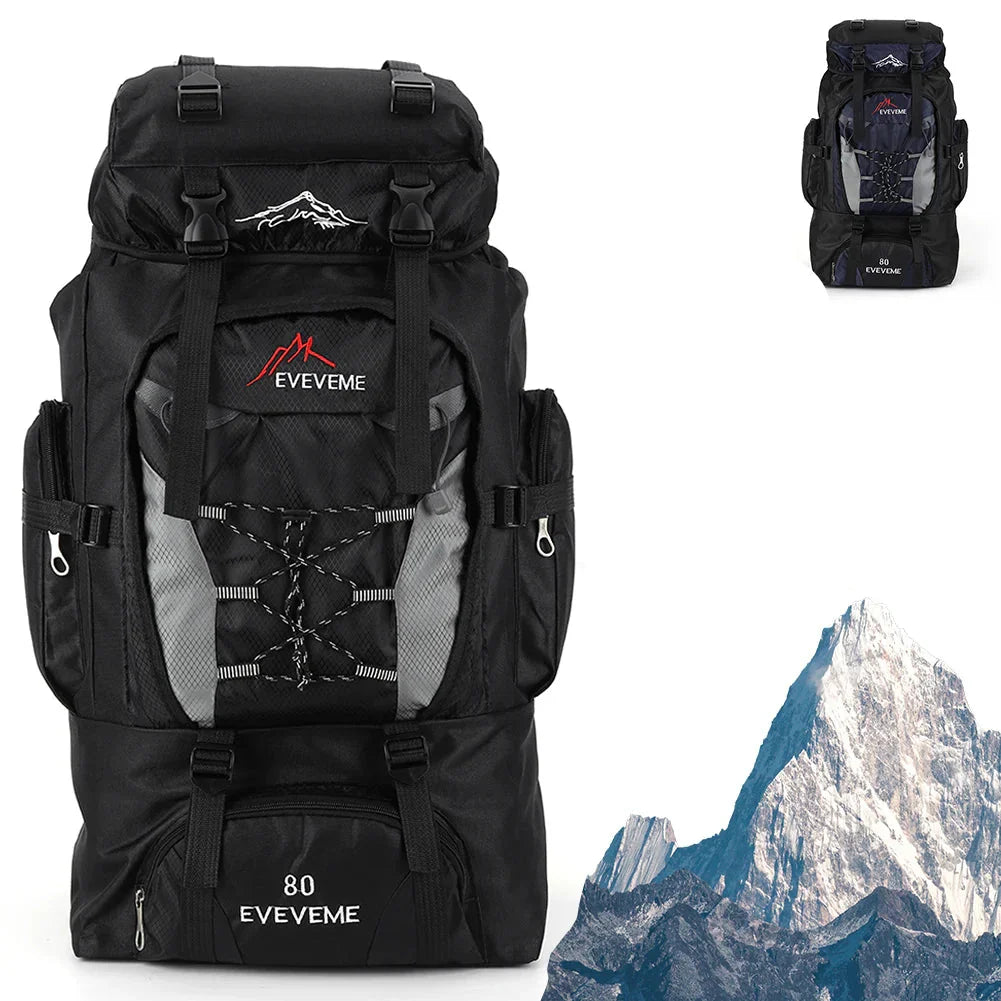 80L Travel Backpack Waterproof Outdoor Pack Black-3