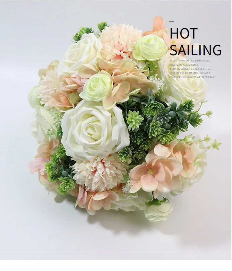 Handmade Silk Rose Wedding Bouquets for Bride Fake Flowers Holder Wedding Bouquet for Bridesmaid Bridal Bridesmaid Accessories