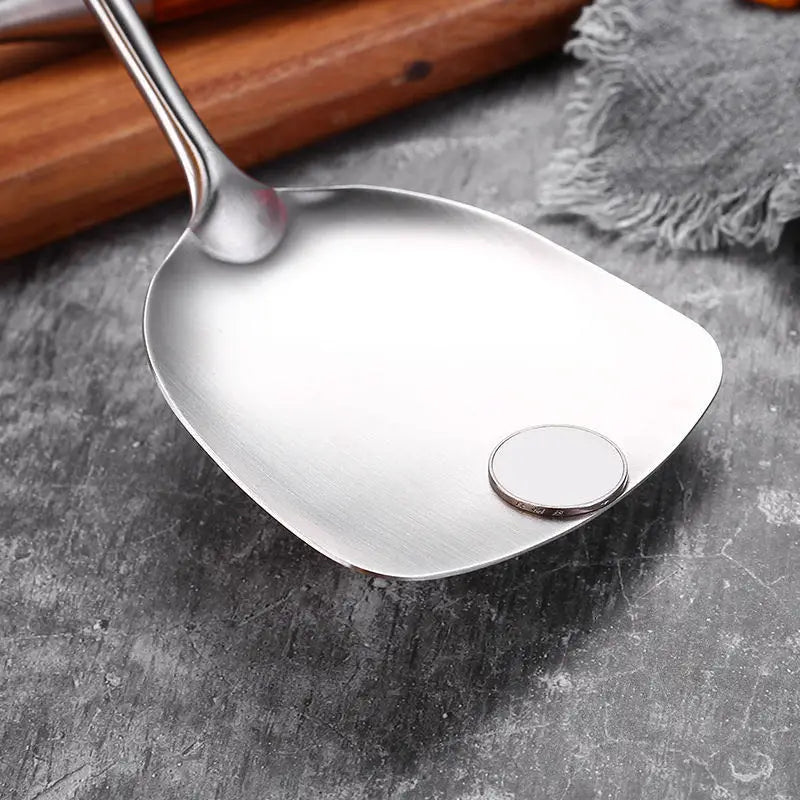 7-Piece Cooking Tools Set, 304 Stainless Steel Kitchen Utensils with Wooden Handle - Turner Soup Spoon Strainer Fish Spatula