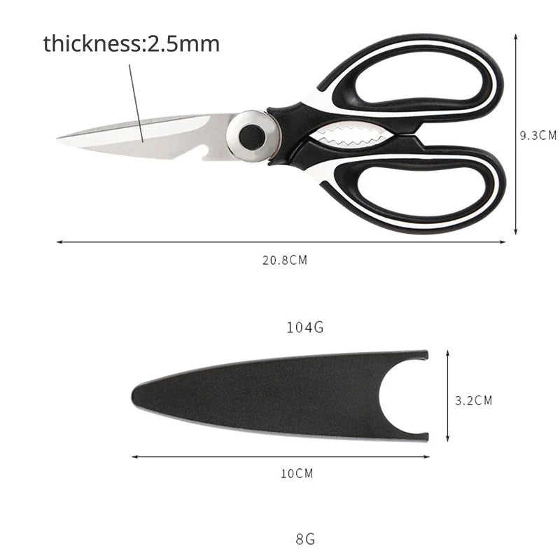 Kitchen Scissors Chicken Bone Scissors with Cover Stainless Steel