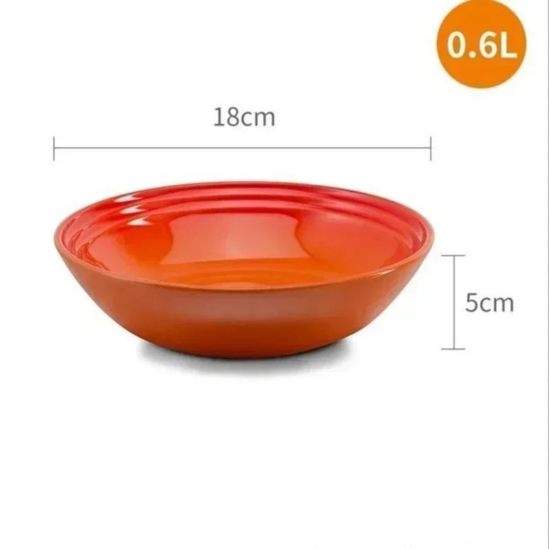 7 inches Ceramic Soup Bowl Dinner Plate  Dessert Salad Food Dish Kitchen Serving Tray French Gradient Colorful Deep Tableware