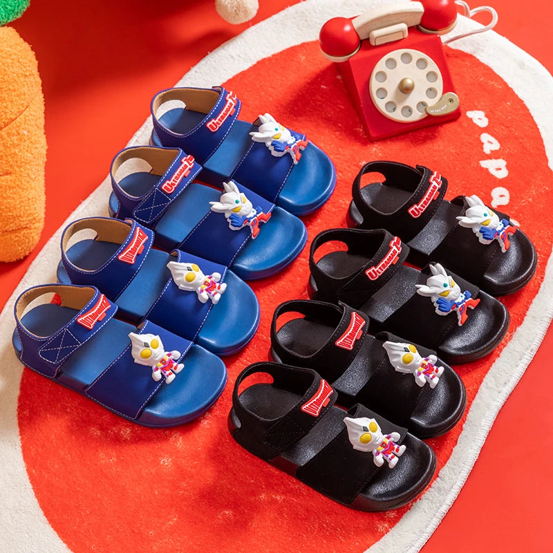 Ultraman children's sandals, new summer baby beach shoes, outdoor non-slip soft soled sandals for boys