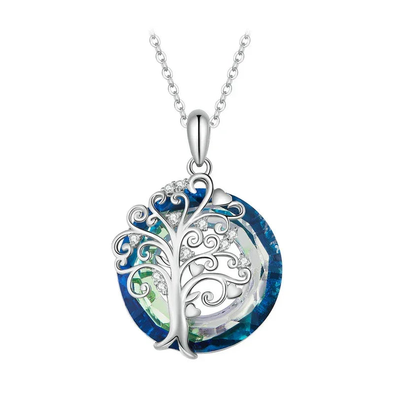 Celestial Harmony: Angel Ring Evil Eye & Tree of Life Sterling Silver Necklace