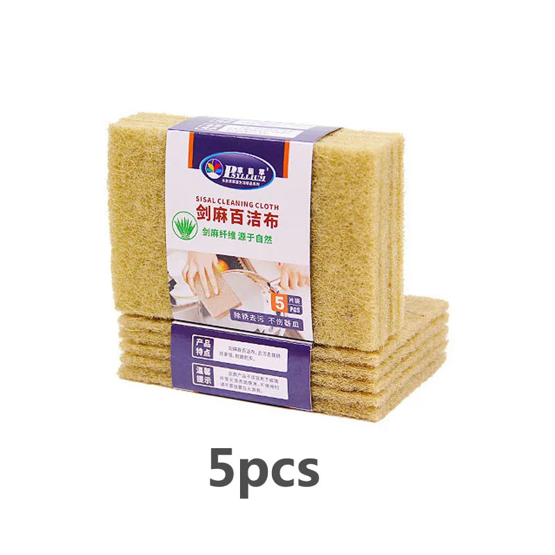 5/10/20pcs Sisal Microfiber Sponge Eco-friendly Plant Sponges for Dishwashing Natural Fiber Cleaning Cloth Kitchen Accessories