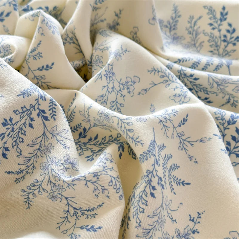 1pc Floral Fitted Bed Sheet Flower Printed Washed Cotton Bed Sheet with Elastic Single/Queen/King Size Bed Fitted Sheets