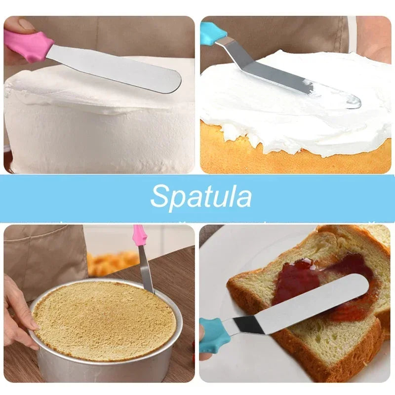 28cm Anti-skid Plastic Cake Turntable Rotating Cake Decorating Tools Pastry Bags Nozzles Set Spatula Kitchen Gadget Sets cozinha
