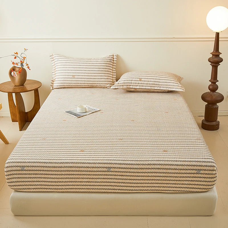 100% Cotton Bedsheet Floral Style Bed Cover High Quality Fitted Sheets Skin-friendly Bed Linen (Pillowcase Need Order)